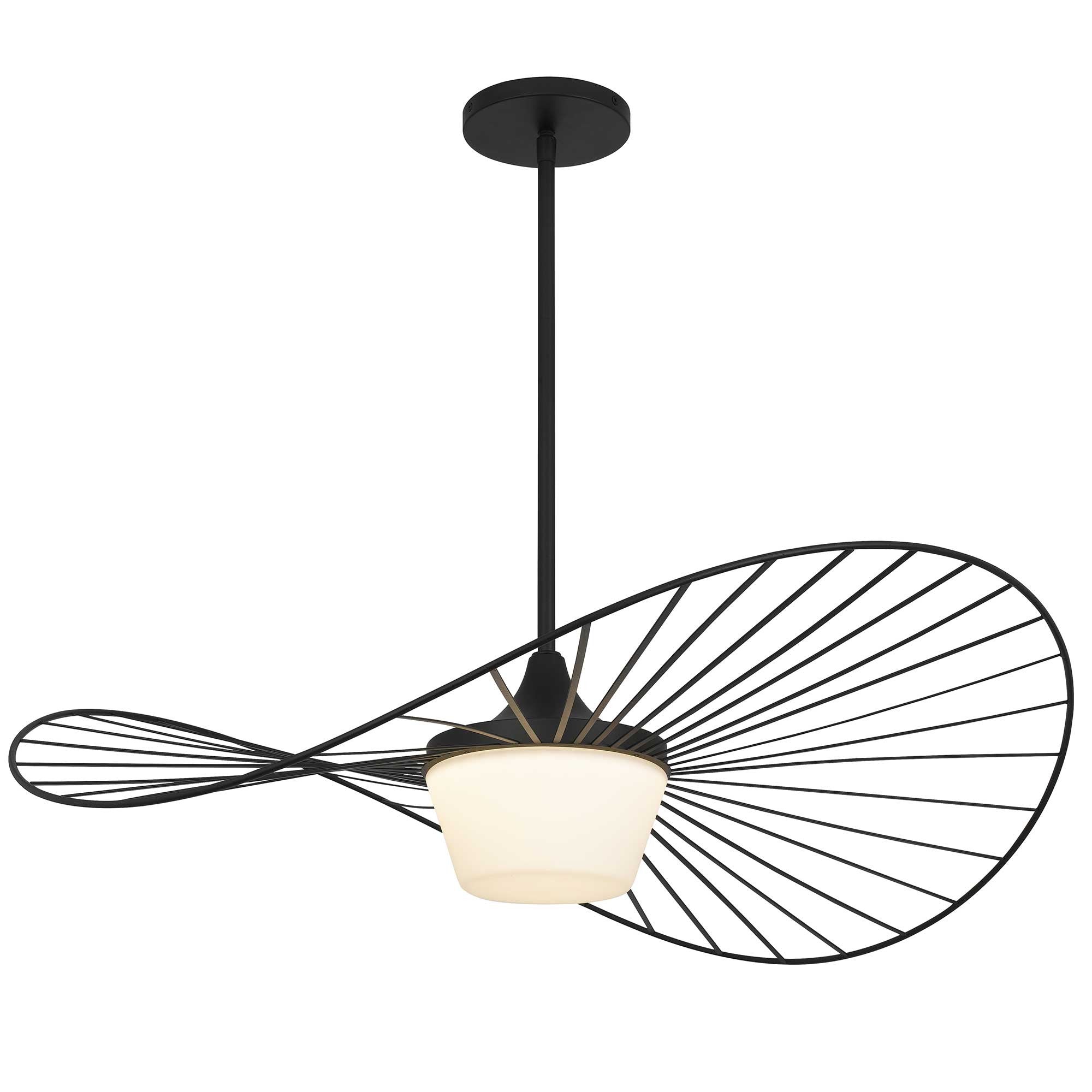 34" Black Aluminum Geometric Wavy LED Dimmable Outdoor Hanging Light