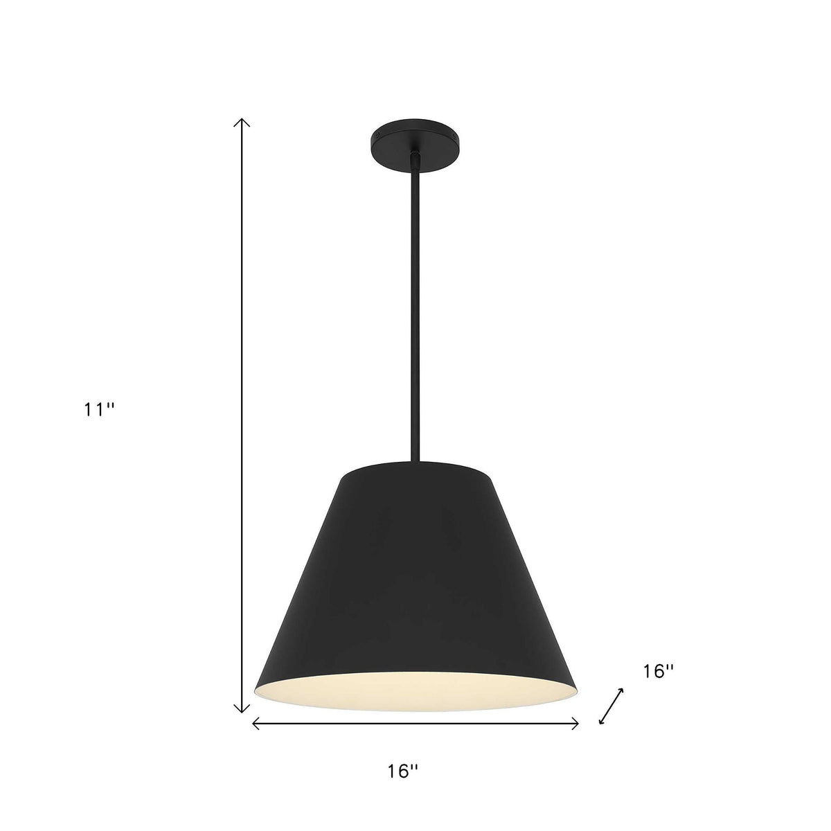 16" Black Aluminum Cone LED Dimmable Outdoor Pendent Hanging Light