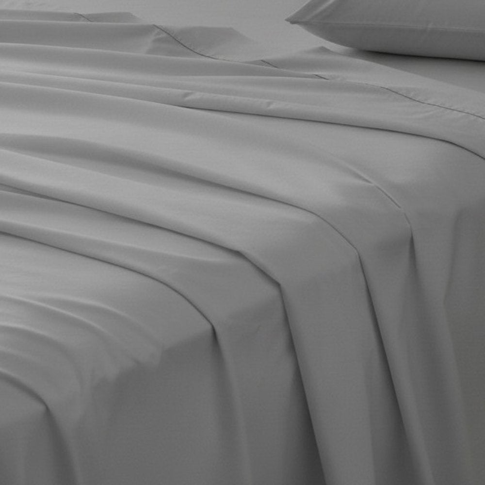 Four Piece Light Gray Cotton King Sheet Set