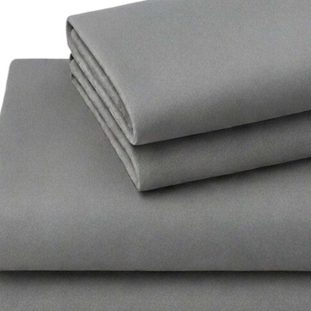 Four Piece Light Gray Cotton King Sheet Set