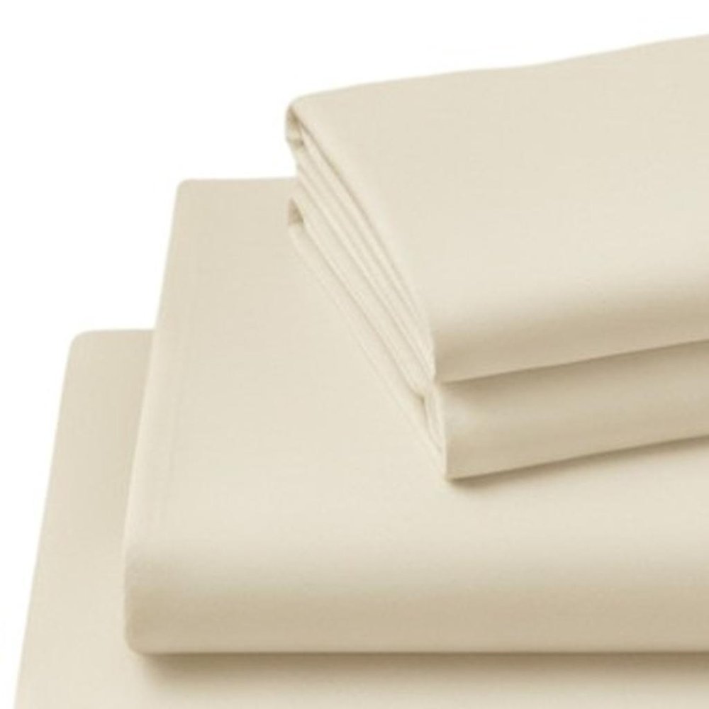 Four Piece Ivory Cotton Queen Sheet Set