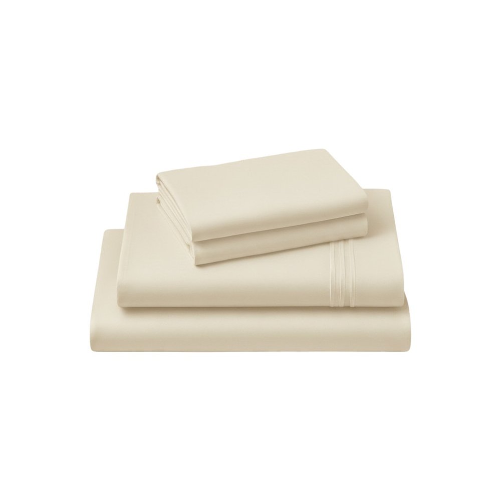 Four Piece Ivory Cotton King Sheet Set