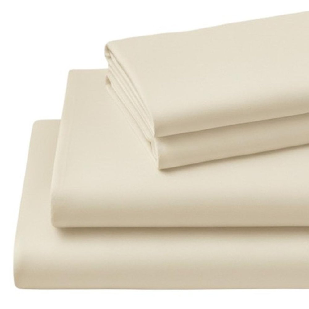 Four Piece Ivory Cotton King Sheet Set