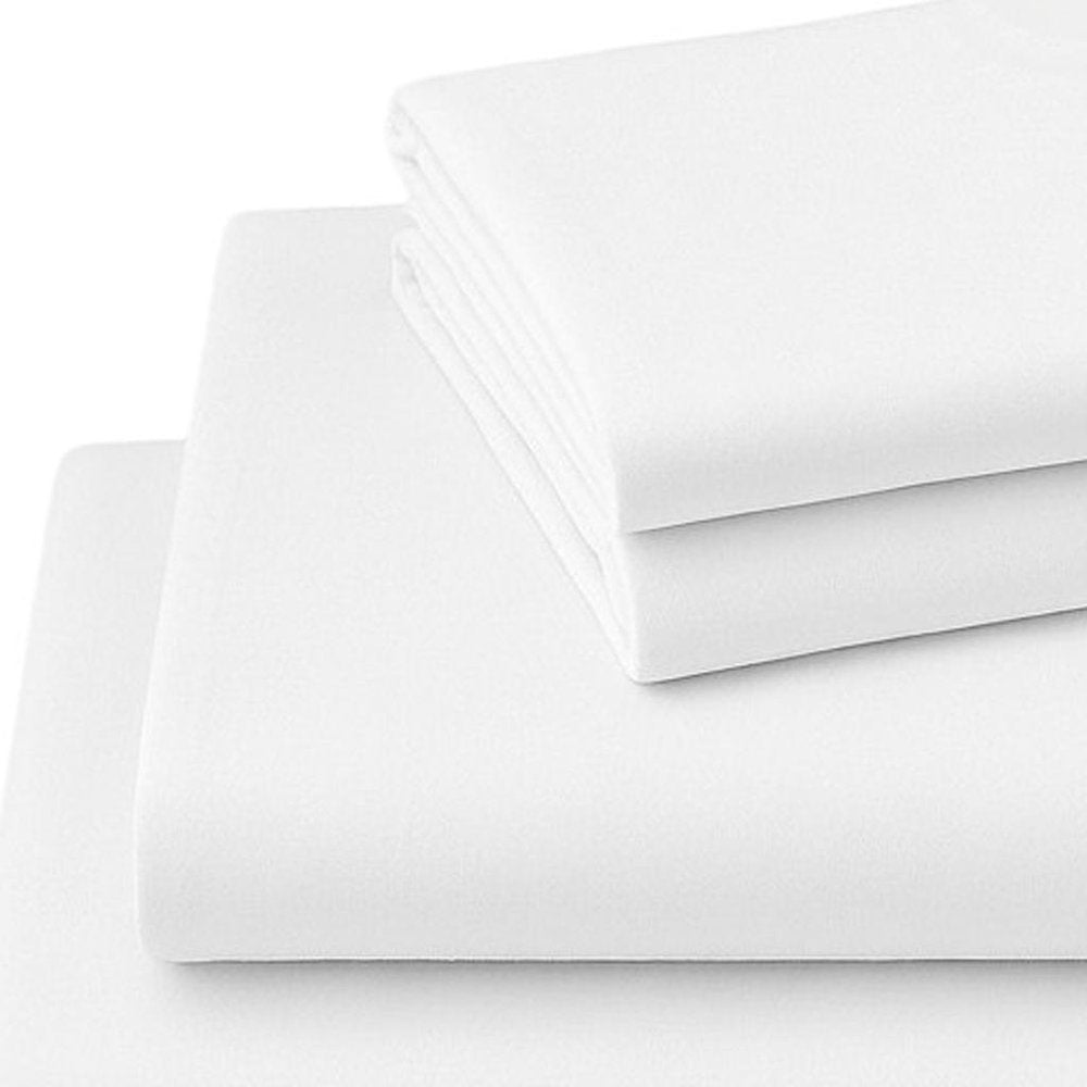 Four Piece White Cotton Queen Sheet Set