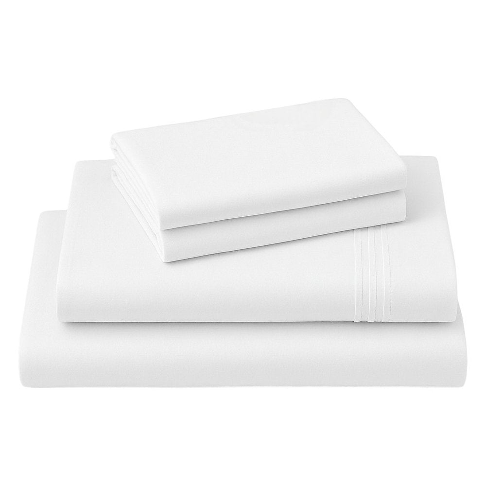 Four Piece White Cotton King Sheet Set