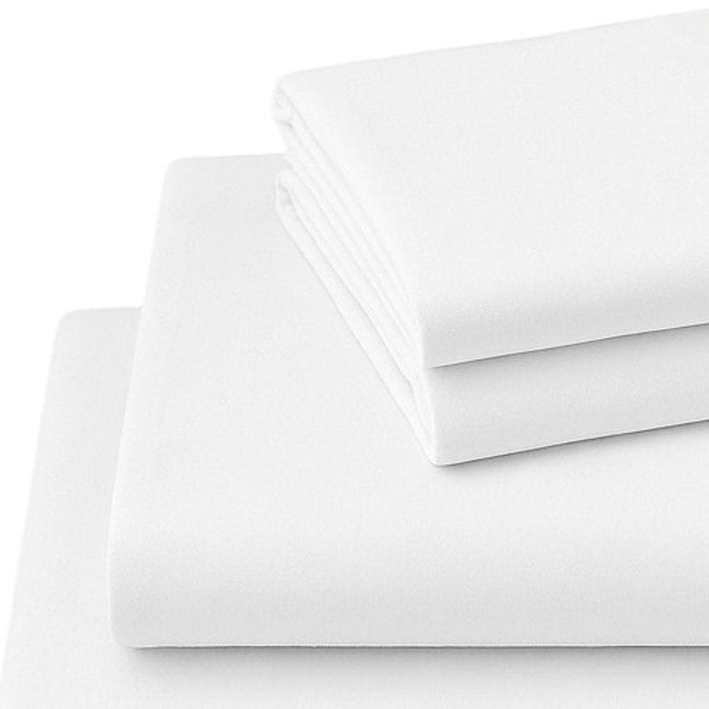 Four Piece White Cotton King Sheet Set