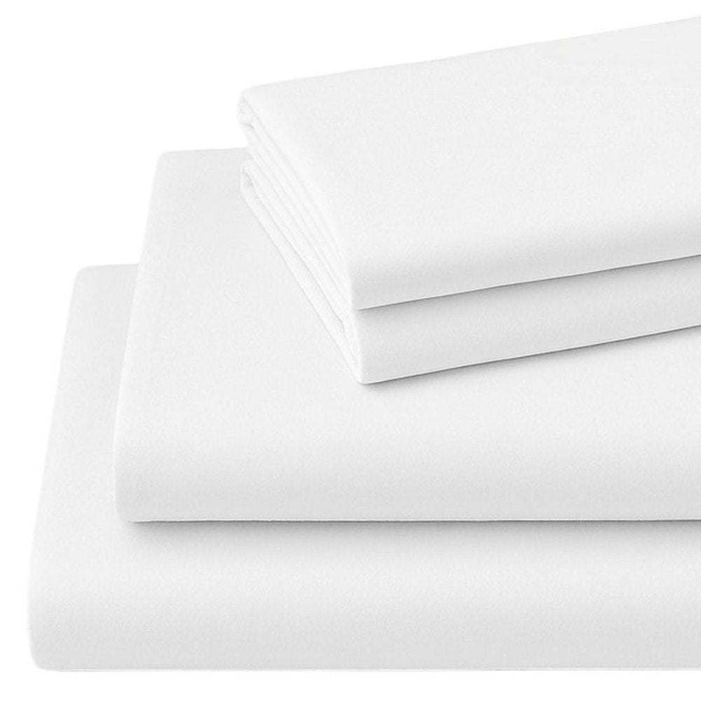 Four Piece White Cotton King Sheet Set