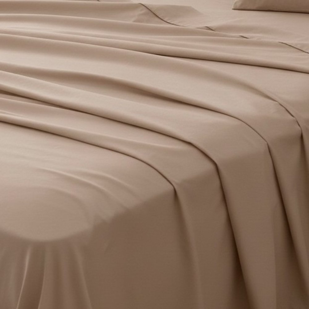 Set of Two Light Brown Cotton Queen Pillowcases