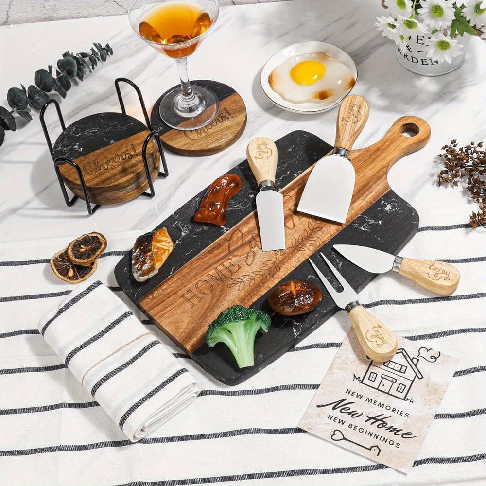 Set of Two Brown Live Edge Solid Wood Cooking Utensil Sets