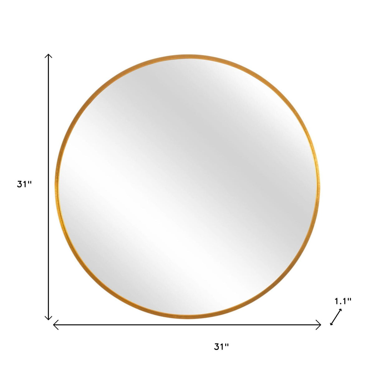 31" Gold Metal Round Framed Accent Mirror