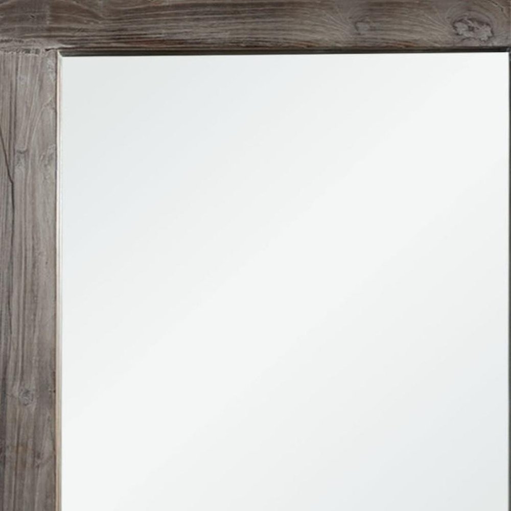 71" Charcoal Solid Wood Framed Full Length Mirror