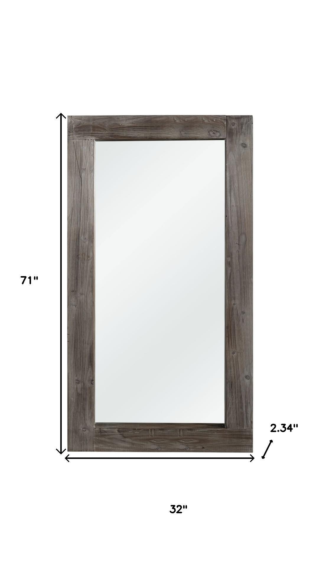71" Charcoal Solid Wood Framed Full Length Mirror