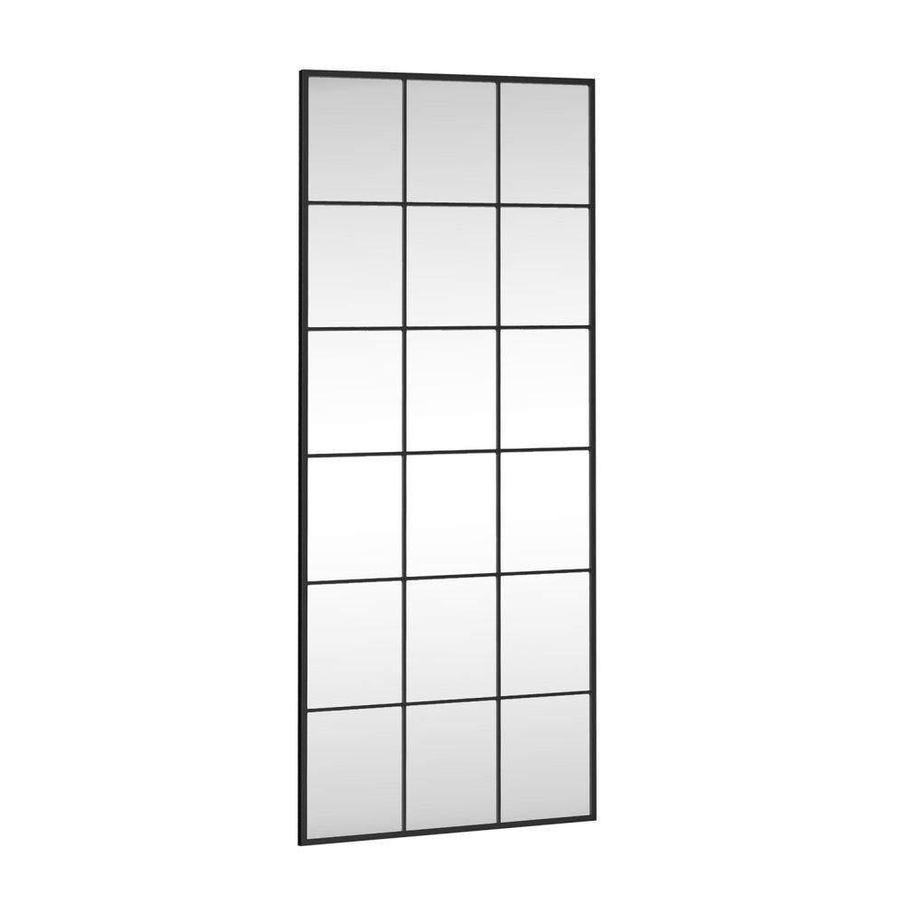 69" Black Metal Windowpane Framed Full Length Mirror