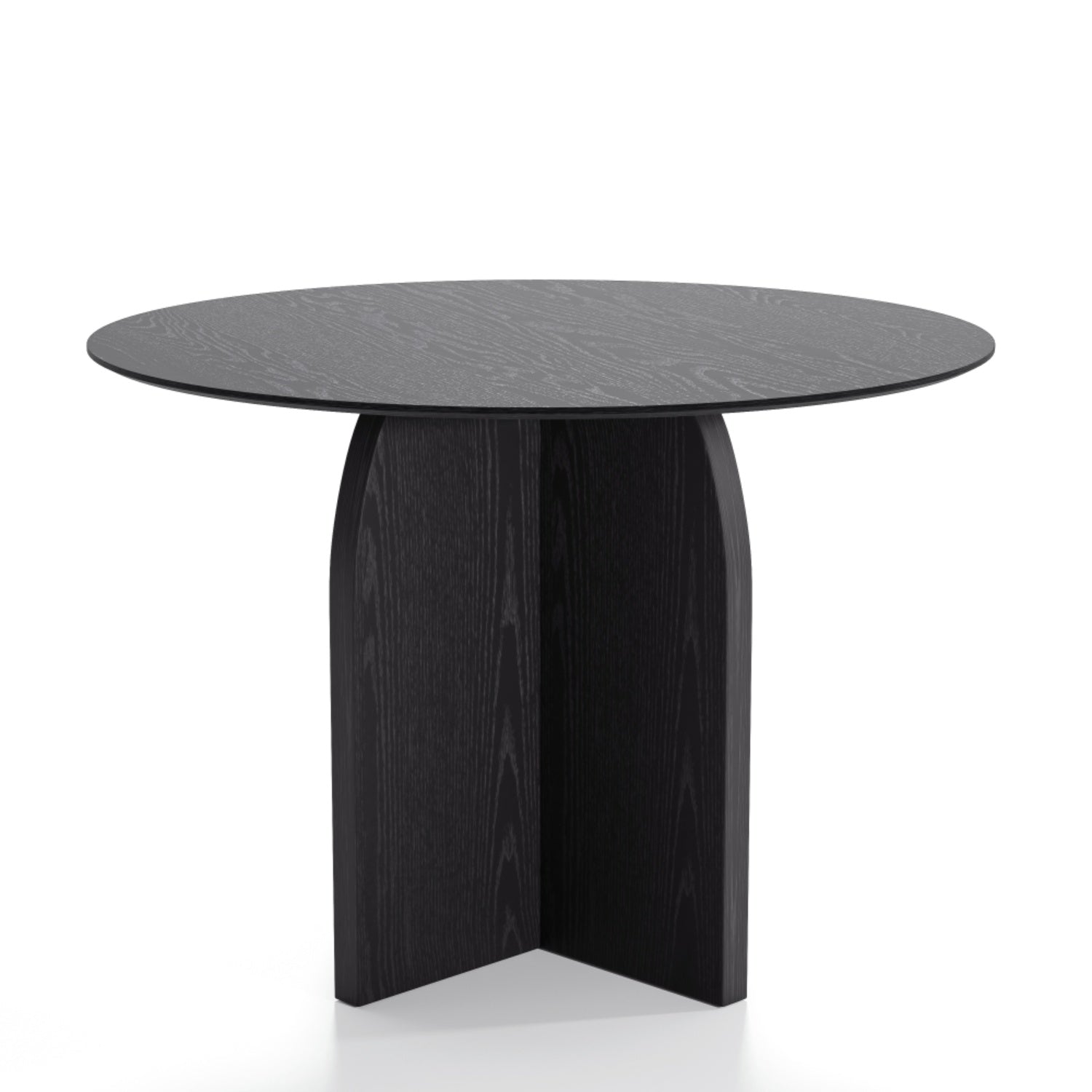 42" Black Wood Pedestal Base Round Top Dining Table