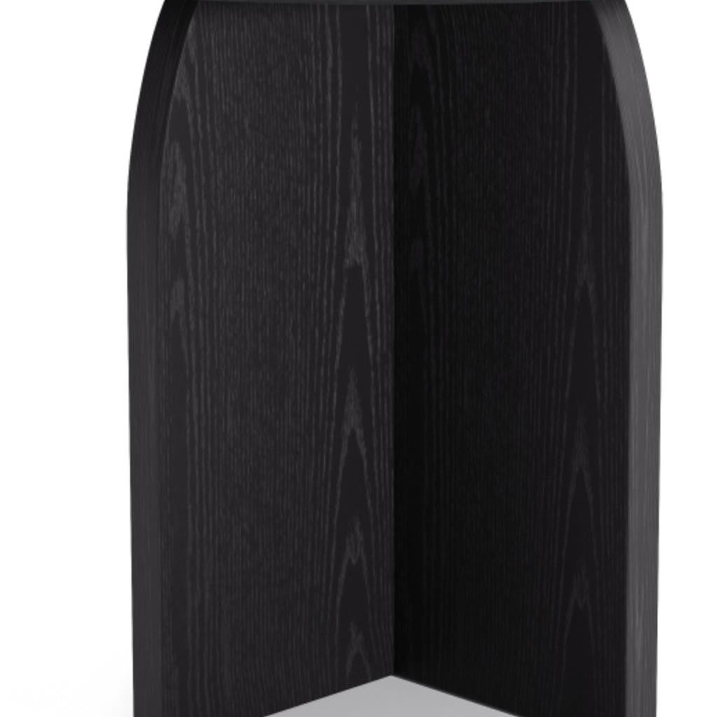 42" Black Wood Pedestal Base Round Top Dining Table