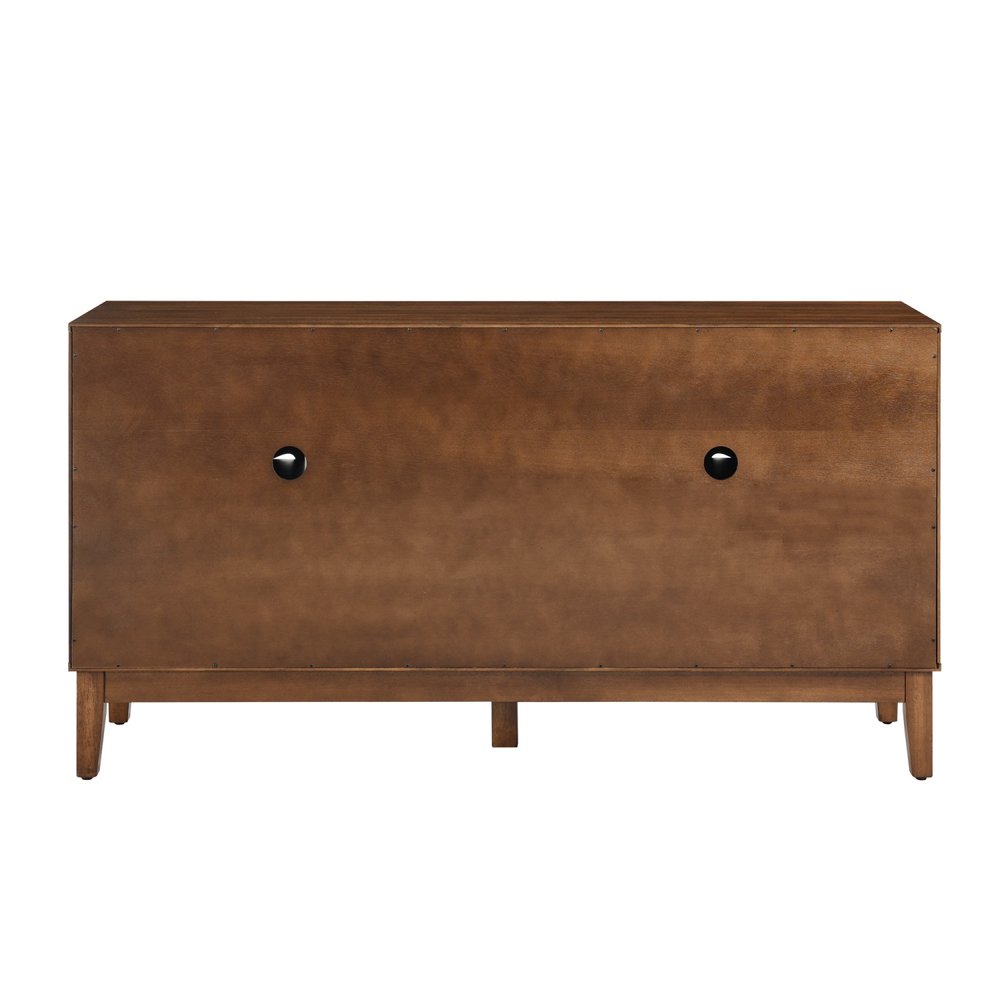 61" Brown Wood Carved Geometric Sideboard With Four Doors