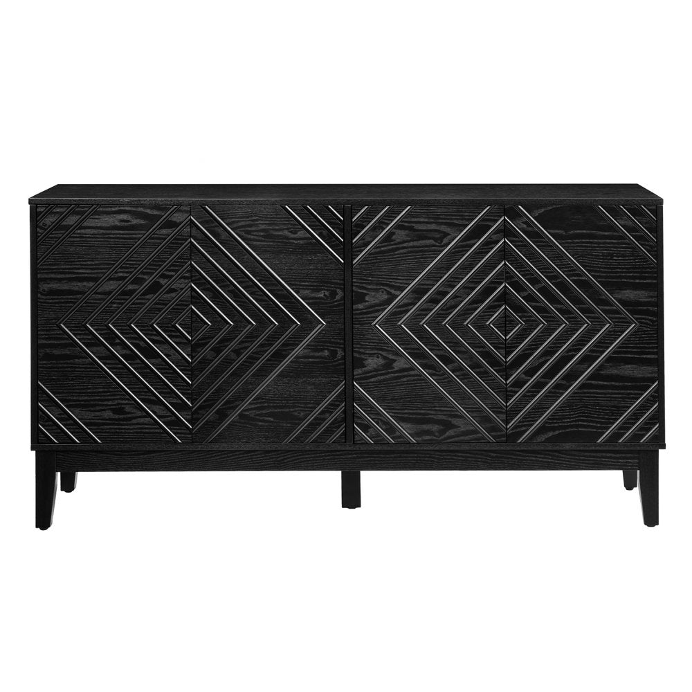 61" Black Wood Sideboard With Four Doors