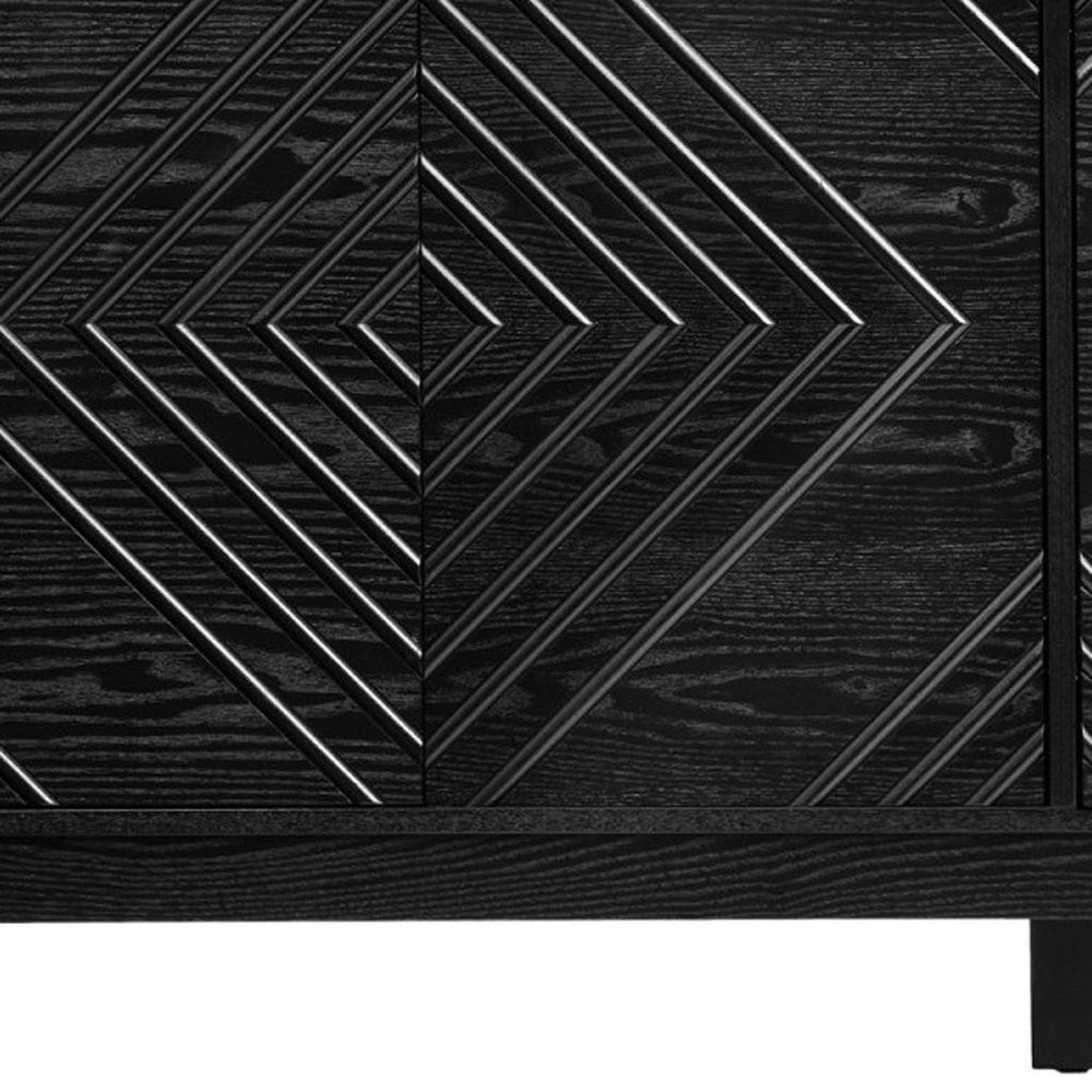 61" Black Wood Sideboard With Four Doors