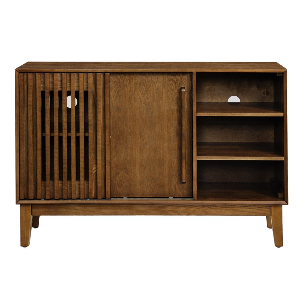 47" Brown Wood Sideboard With Two Sliding Doors