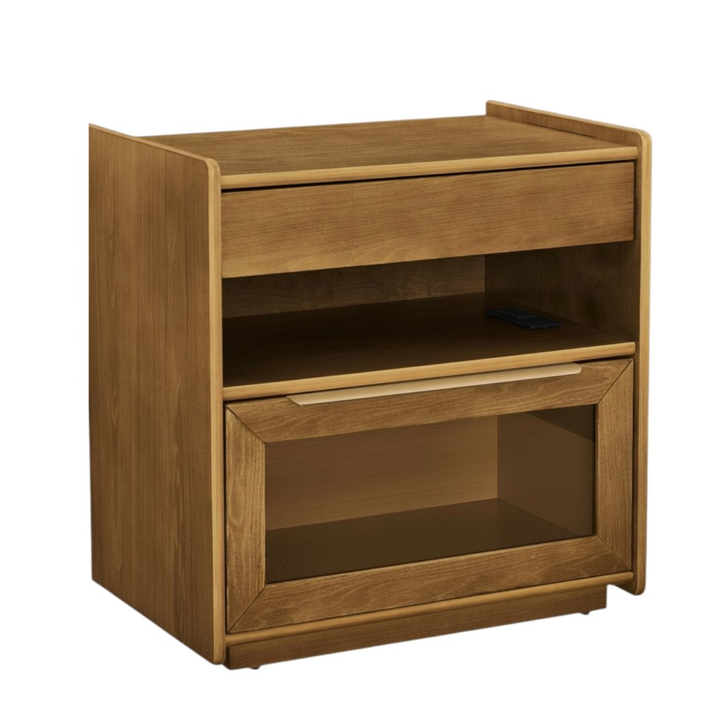 24" Brown Wood Two Drawer Nightstand