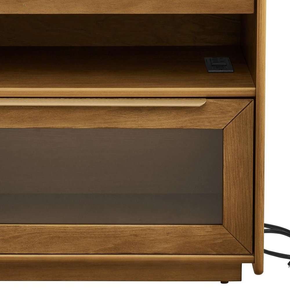 24" Brown Wood Two Drawer Nightstand