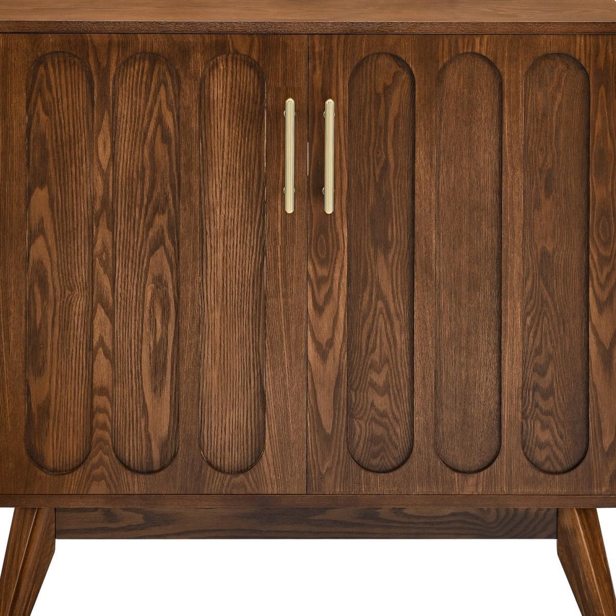 32" Brown Wood Accent Cabinet