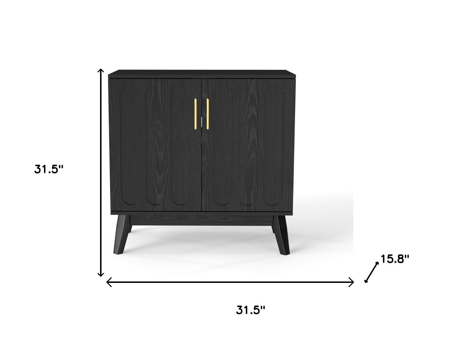 32" Black Wood Accent Cabinet