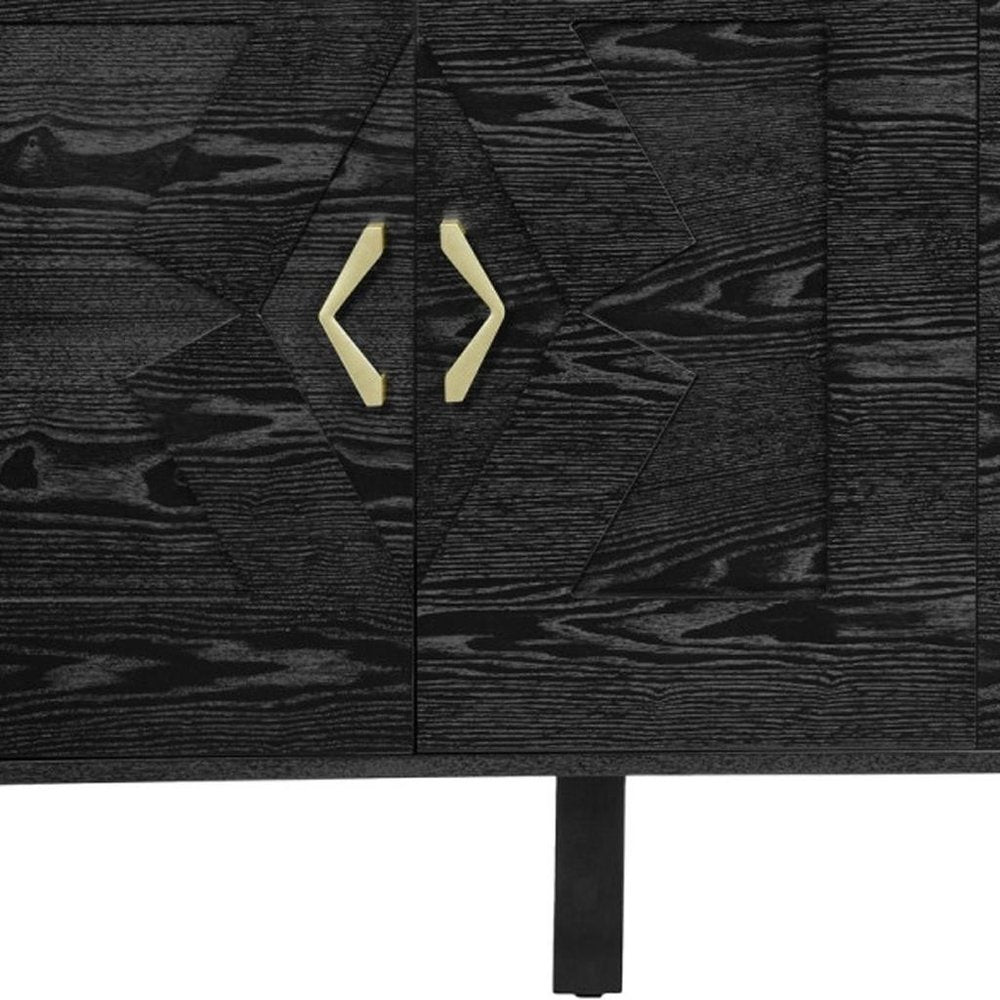 60" Black Wood Sideboard With Four Doors