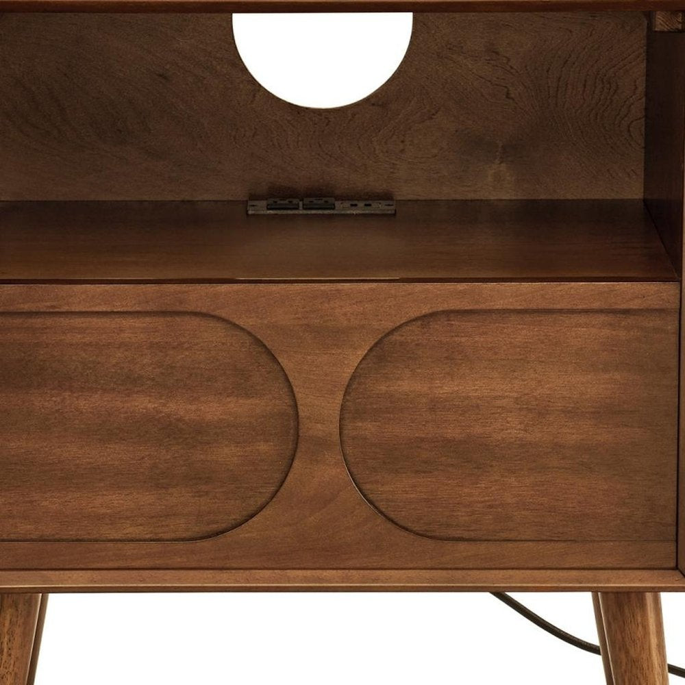 25" Brown Wood One Drawer Nightstand
