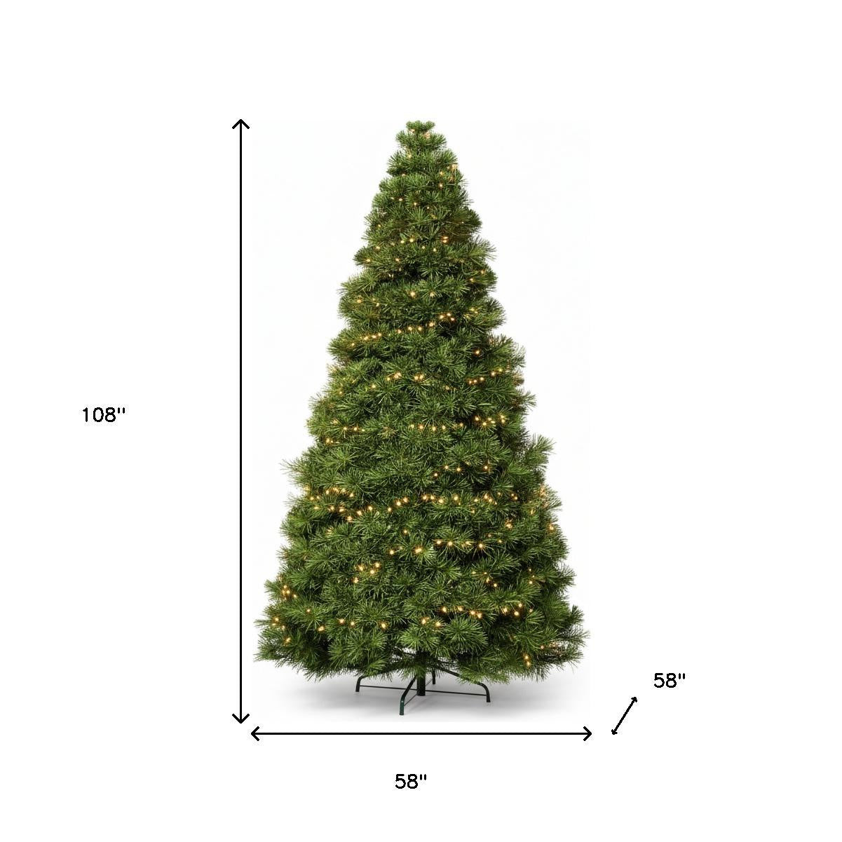 9' Pre Lit Full Spruce Christmas Tree