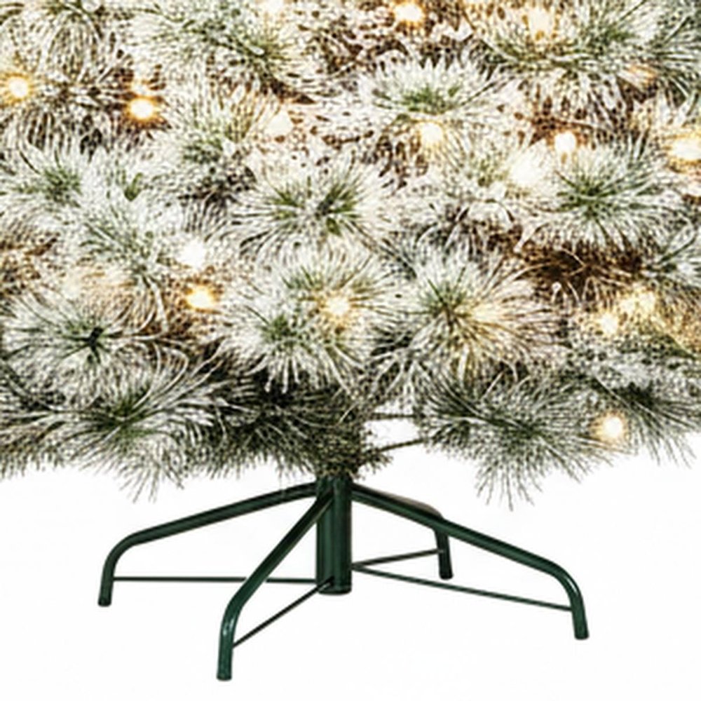 4.5' White Pre Lit Full Flocked Spruce Christmas Tree
