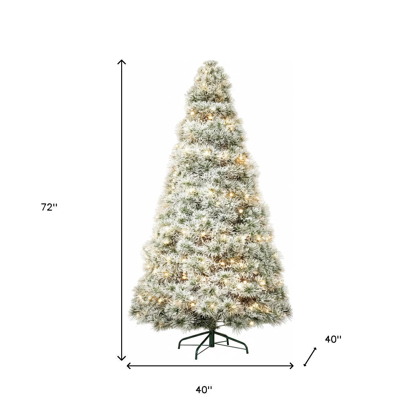 6' White Pre Lit Full Flocked Spruce Christmas Tree