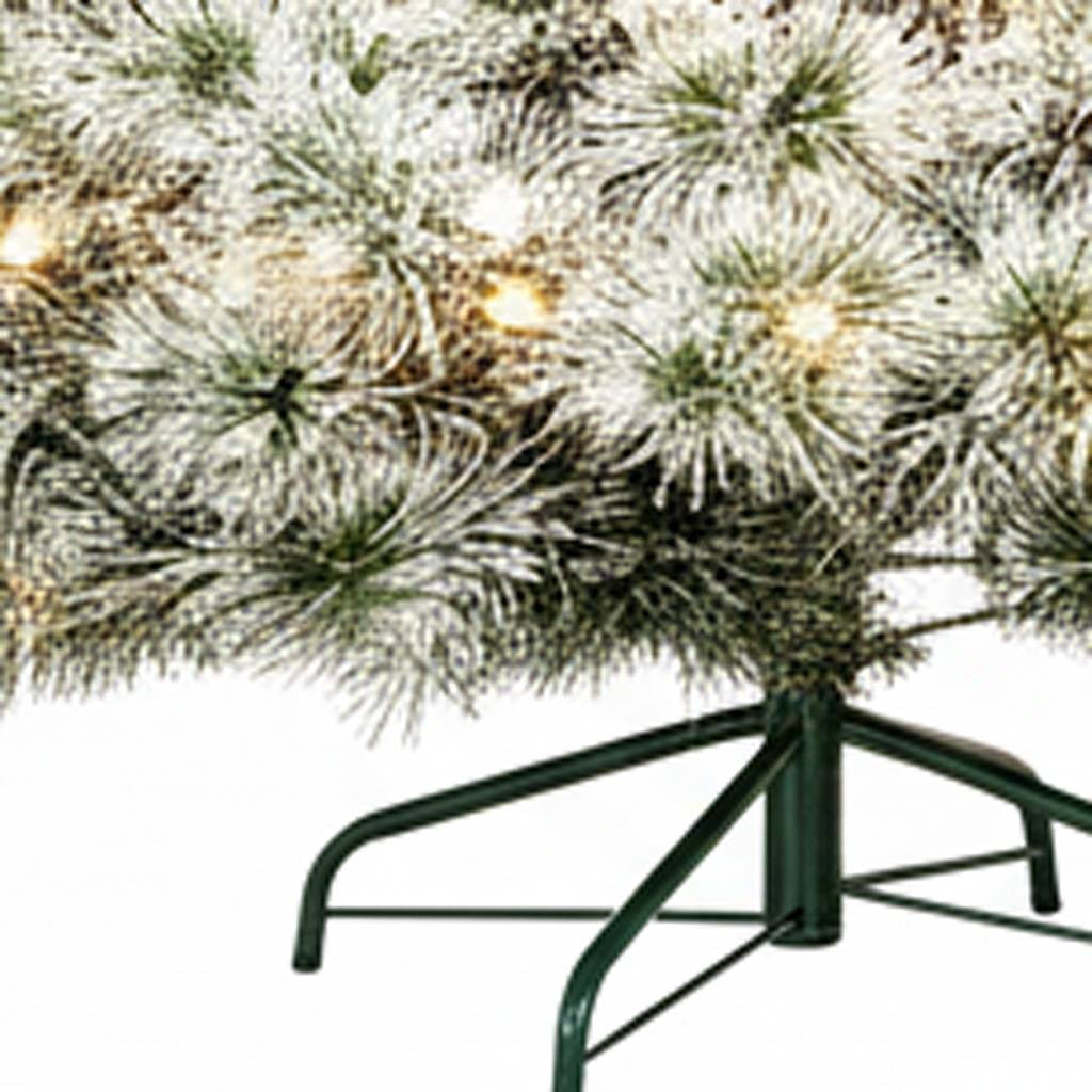 9' White Pre Lit Full Flocked Spruce Christmas Tree