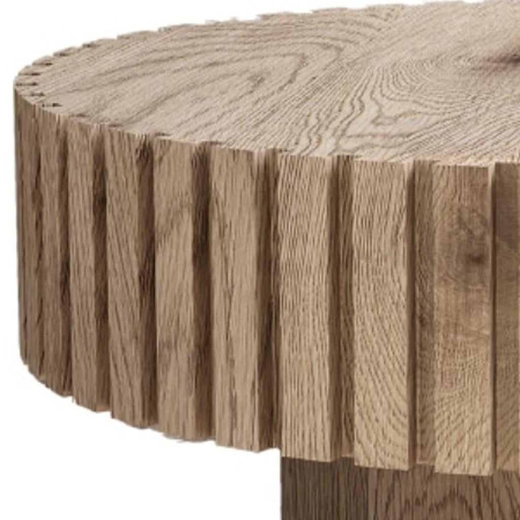 32" Natural Wood Round Pedestal Coffee Table