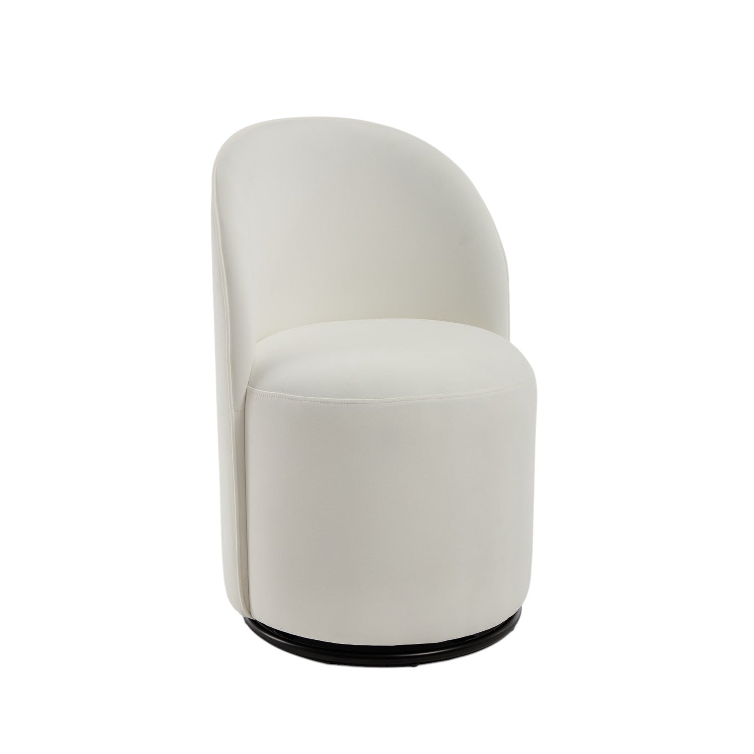 Cream and Black Velvet Curved Back Swivel Dining Arm Chair