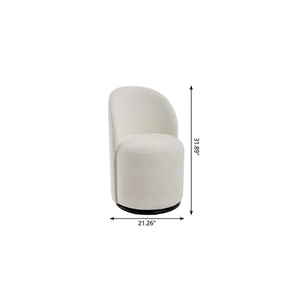 Cream and Black Velvet Curved Back Swivel Dining Arm Chair