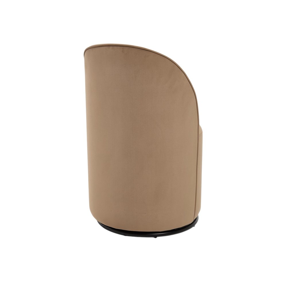 Cream and Black Velvet Curved Back Swivel Dining Arm Chair