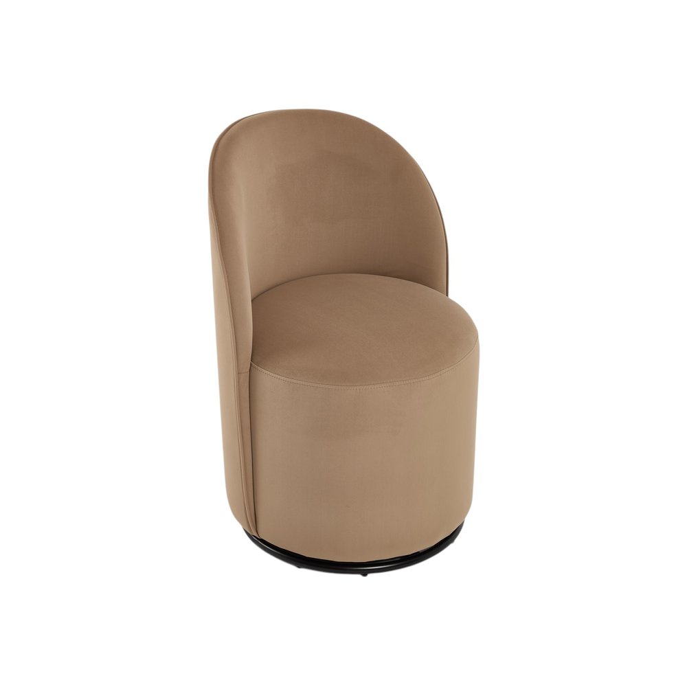 Cream and Black Velvet Curved Back Swivel Dining Arm Chair