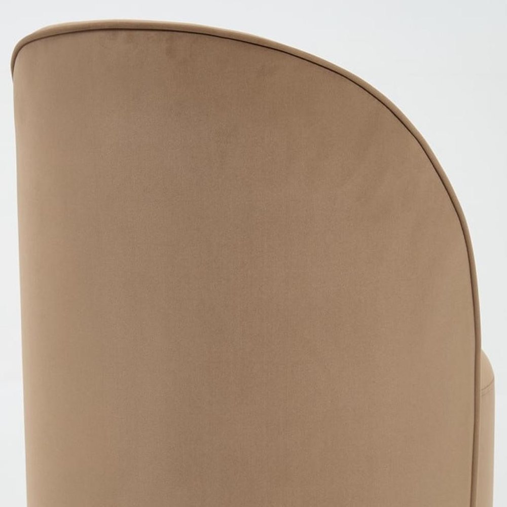 Cream and Black Velvet Curved Back Swivel Dining Arm Chair