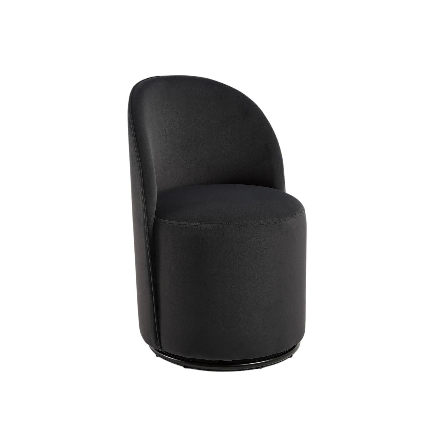 Black Velvet Curved Back Swivel Dining Arm Chair