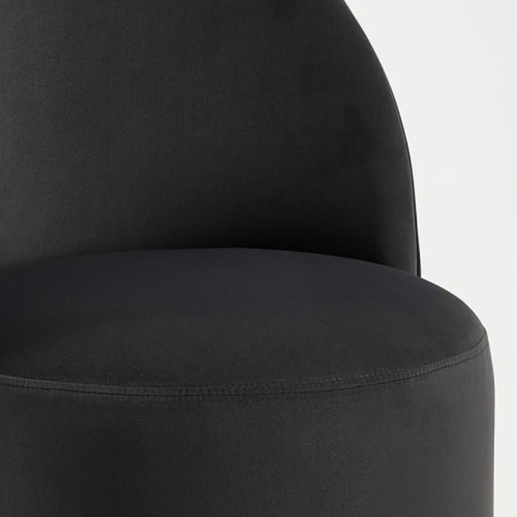 Black Velvet Curved Back Swivel Dining Arm Chair