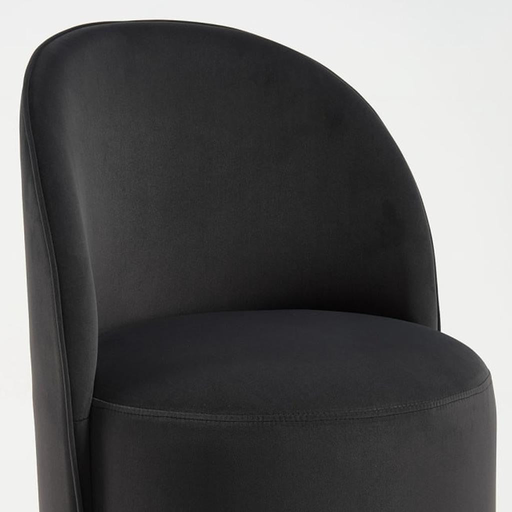 Black Velvet Curved Back Swivel Dining Arm Chair
