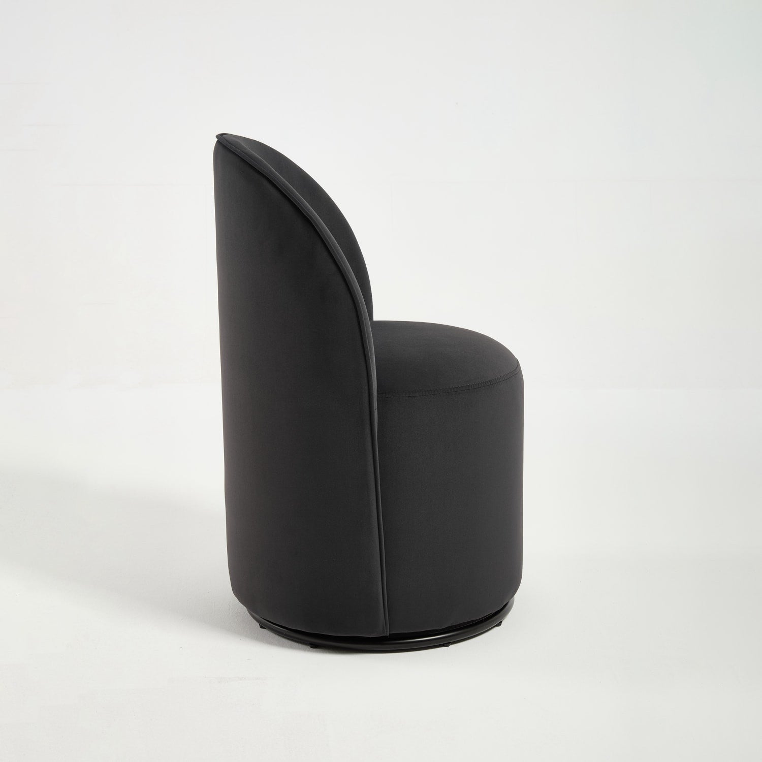 Black Velvet Curved Back Swivel Dining Arm Chair