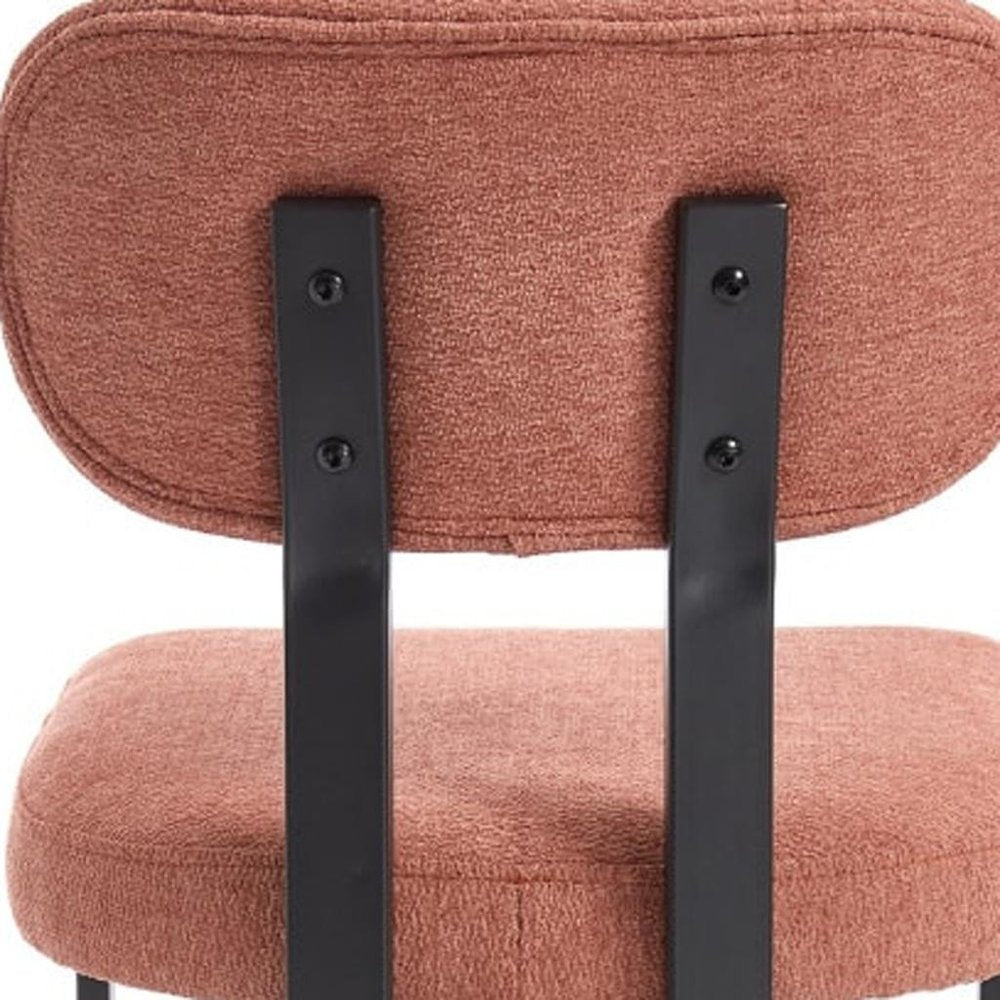 Set of Two 26" Orange and Black Fabric and Metal Counter Height Bar Chairs