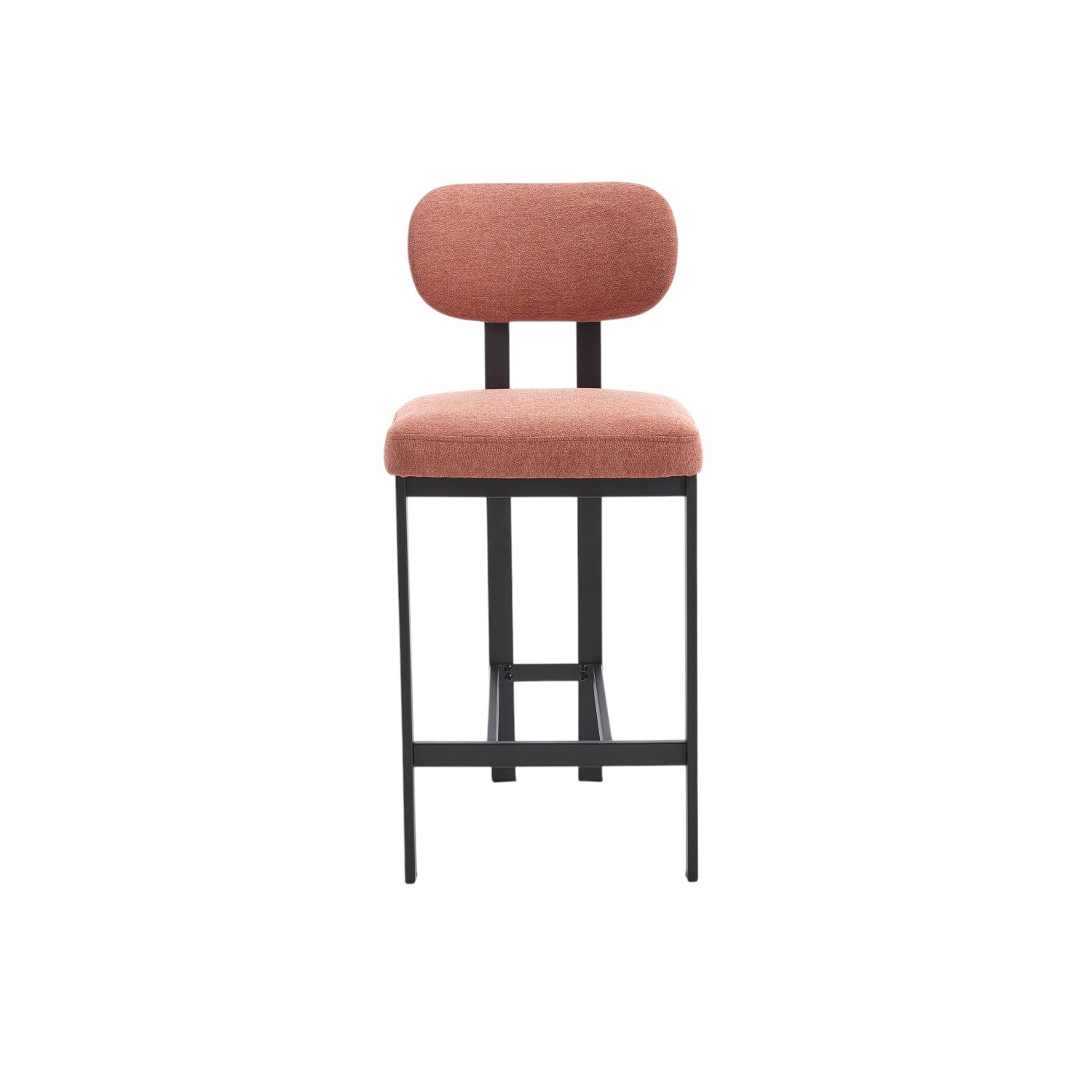 Set of Two 26" Orange and Black Fabric and Metal Counter Height Bar Chairs