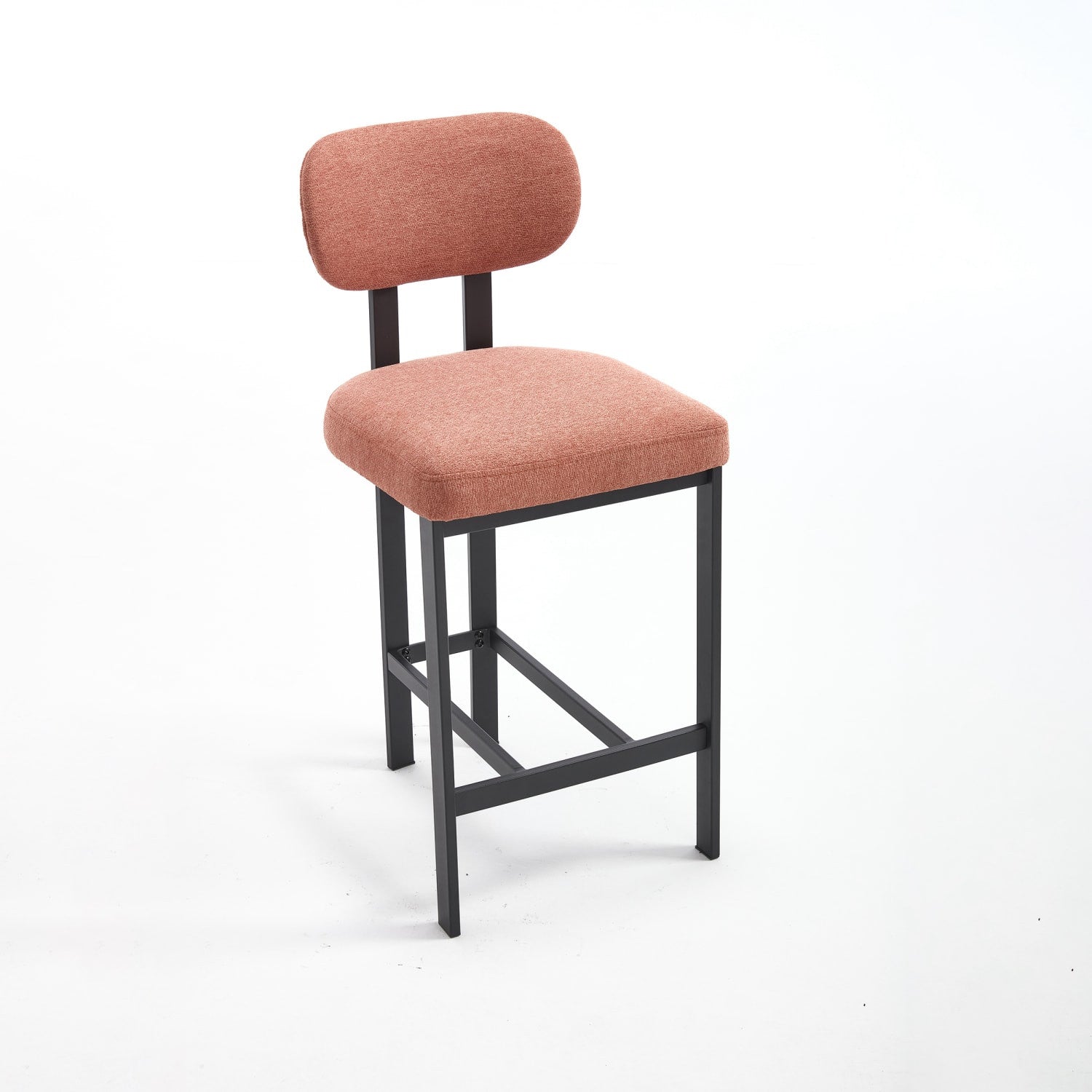 Set of Two 26" Orange and Black Fabric and Metal Counter Height Bar Chairs