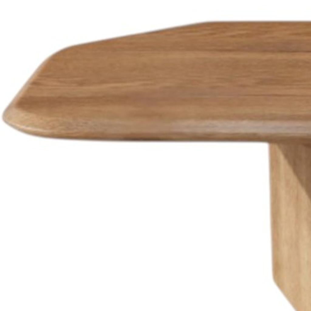 47" Natural Wood Free Form Double Pedestal Coffee Table