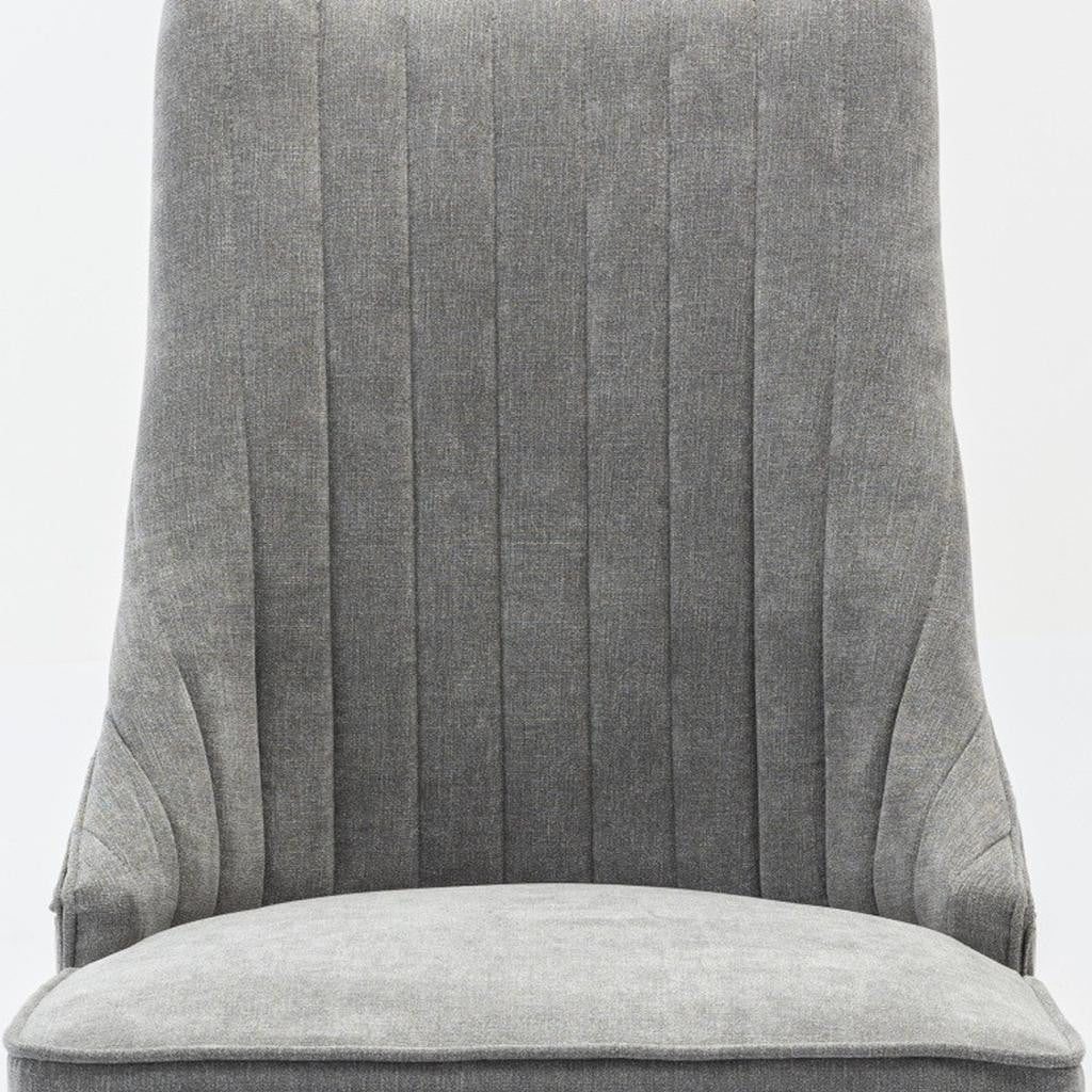 Set of Two Gray And Brown Tufted Velvet And Solid Wood Dining Side Chairs