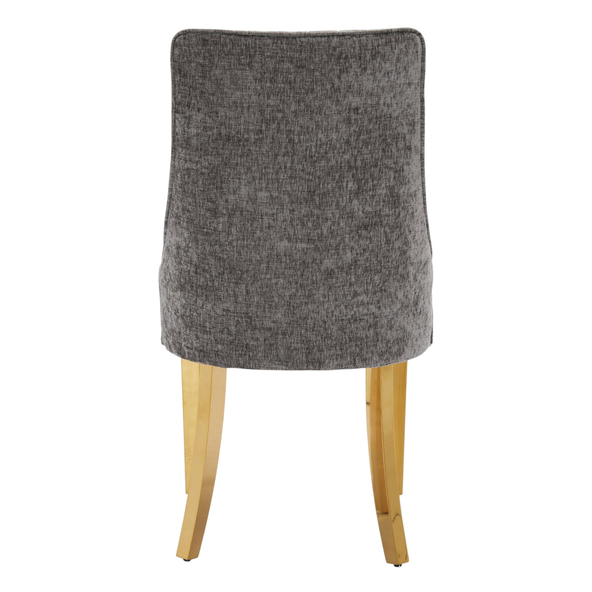 Set of Two Gray And Gold Chenille And Stainless Steel Dining Side Chairs