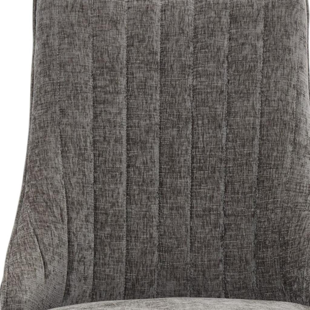Set of Two Gray And Gold Chenille And Stainless Steel Dining Side Chairs
